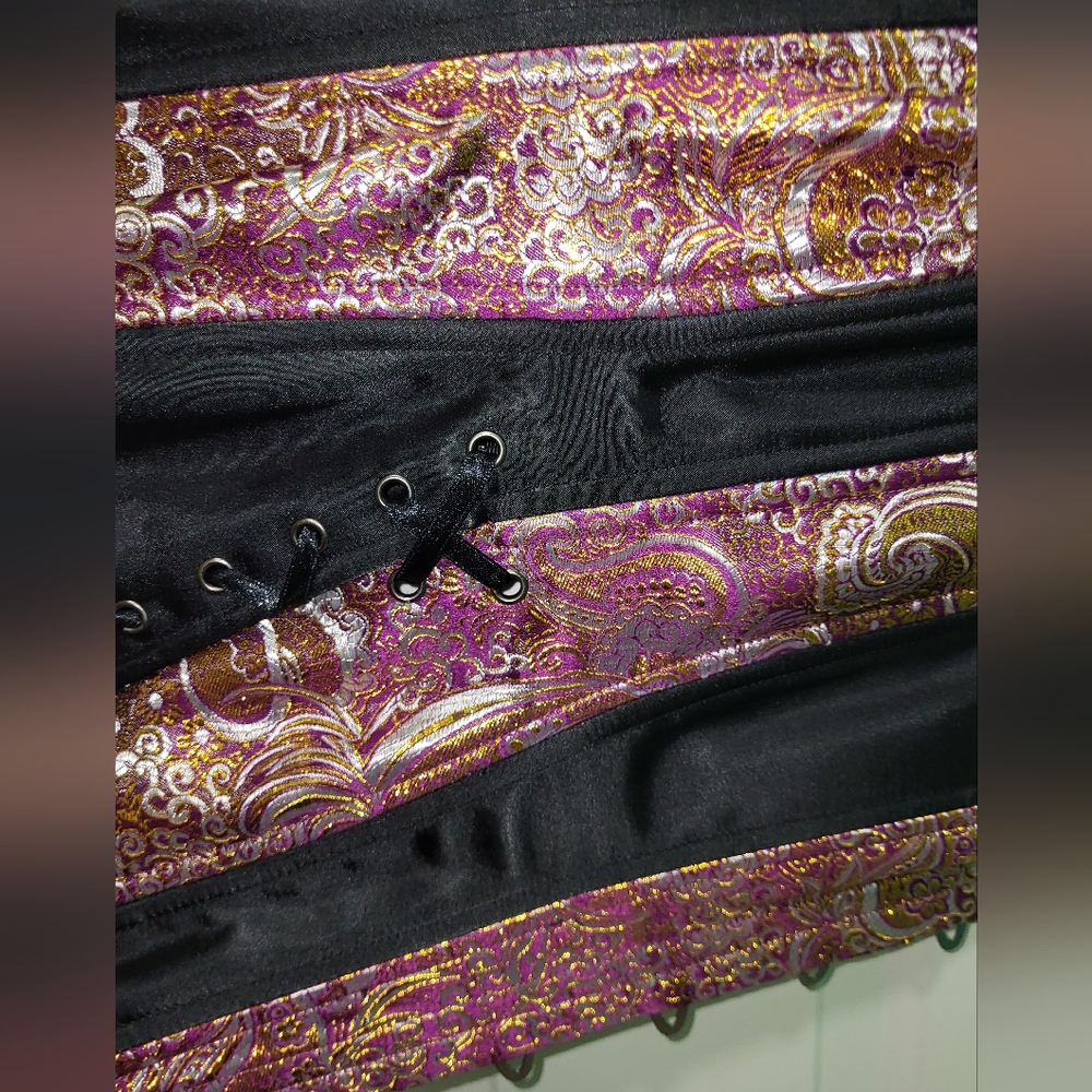 Timeless Trends Corset Waist Training 28" Inch Brocade Purple And Gold - Picture 12 of 16